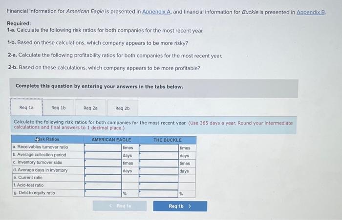  Financial information for American Eagle is presented in Appendix A, and