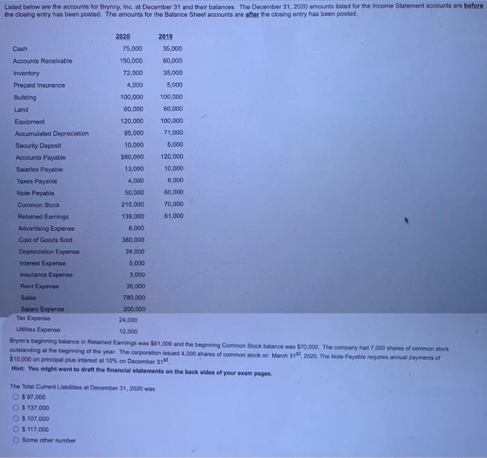 please show every step for the problrm Listed below are the accounts