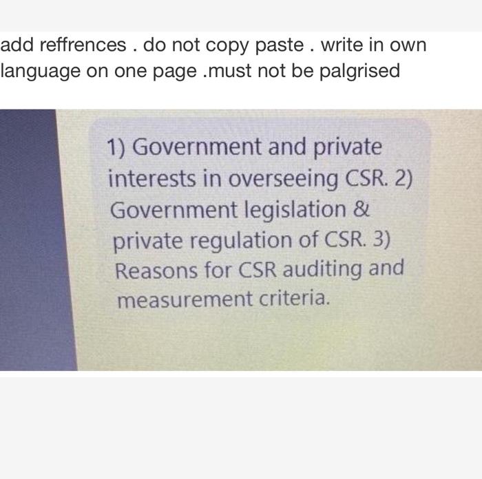  add reffrences . do not copy paste . write in own