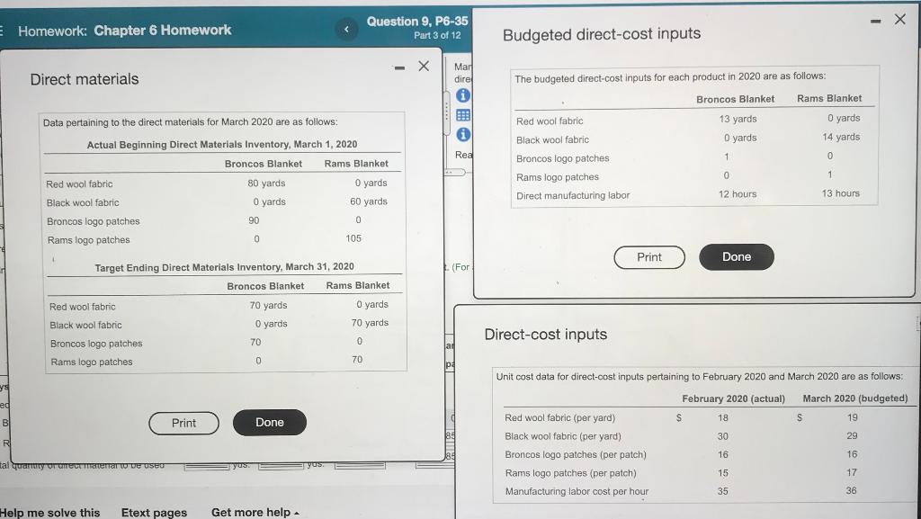 Info Question E Homework: Chapter 6 Homework Question 9, P6-35 Part