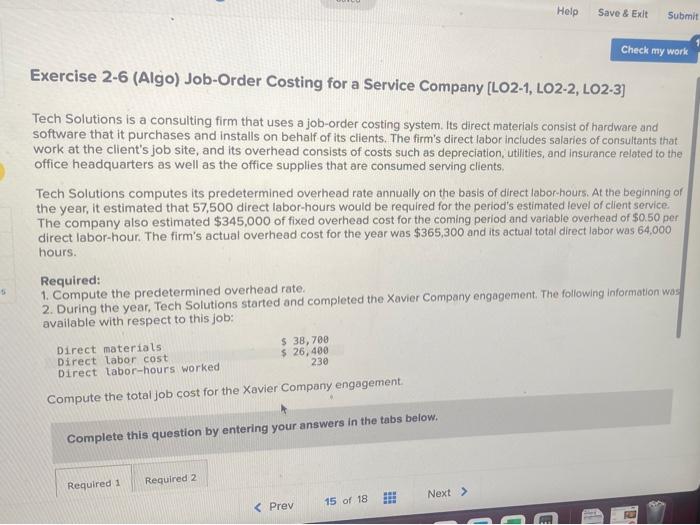 please help Help Save & Exit Submit Check my work Exercise 2-6