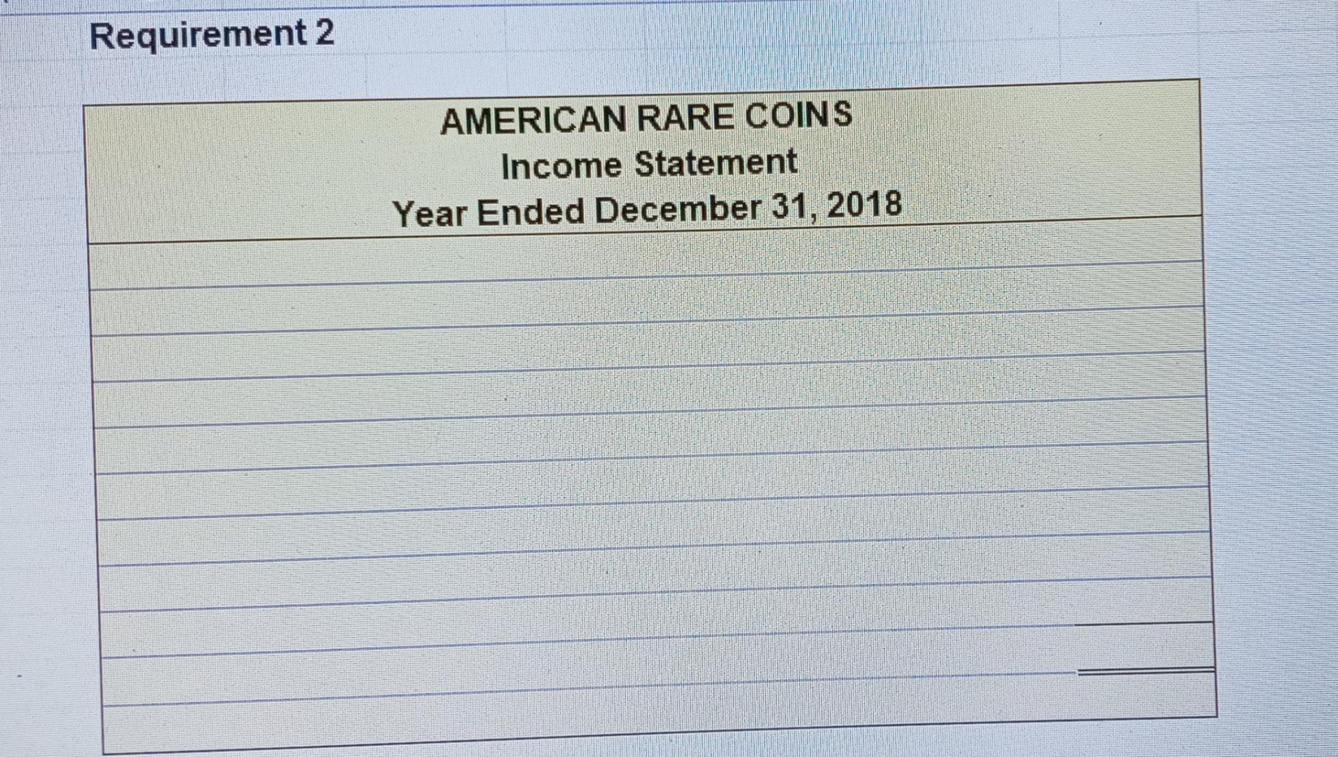 preparing the statement of cash flows- indirect method American Rare Coins (ARC)