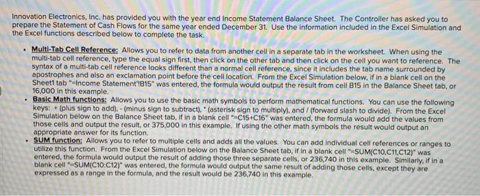  Innovation Electronics, Inc. has provided you with the year end Income