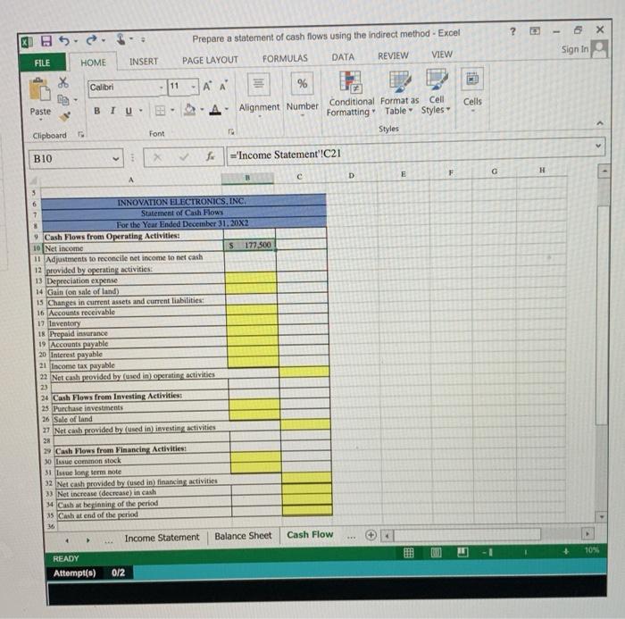 Statement Balance Sheet. The Controller has asked you to prepare the Statement