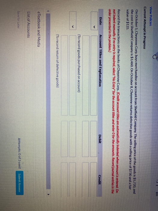  !! View Policies Current Attempt in Progress On October 5, Cheyenne