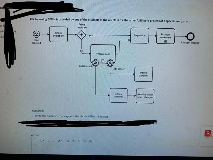 write the narrative that explains the Above BPMN ? ( Accounting information