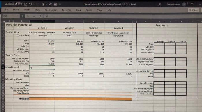 insurance. a. In cell C23, enter a formula to calculate the monthly