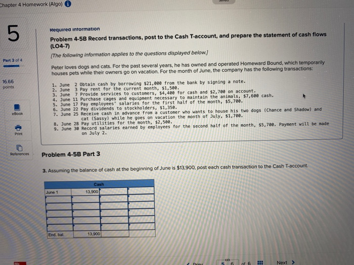  Chapter 4 Homework (Algo) 07 Required information Problem 4-5B Record transactions,