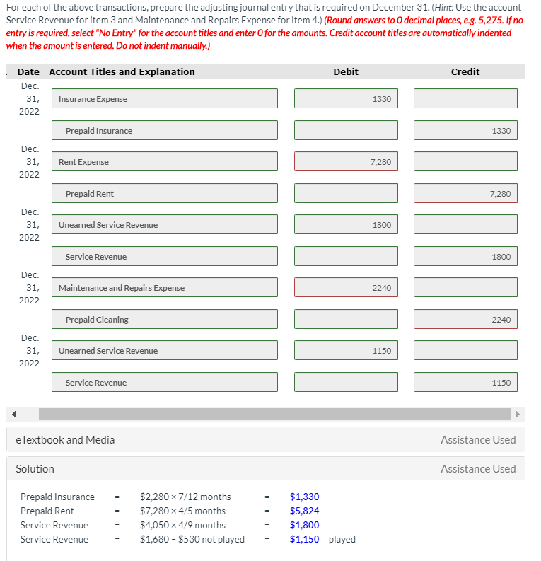 Inc. adjusts its accounts annually. The following information is available for the