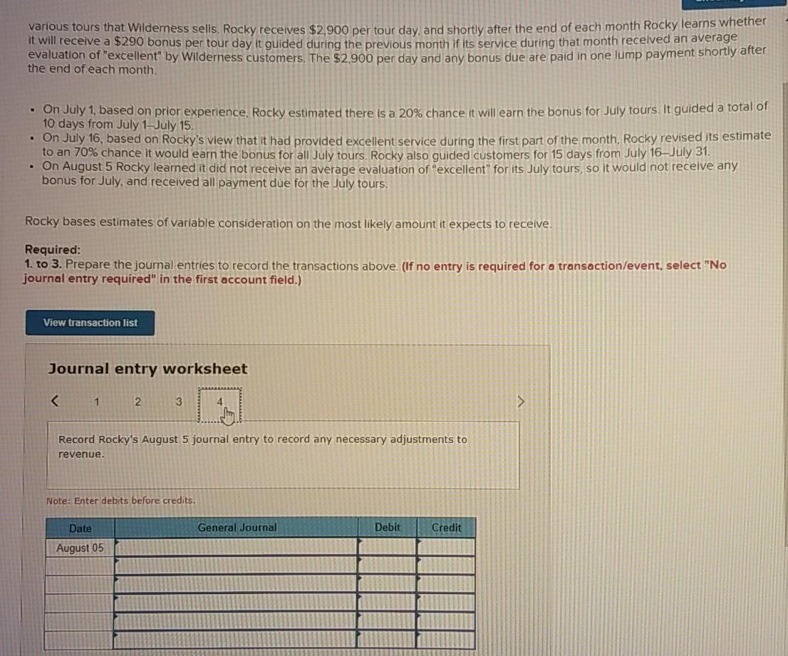 that Wilderness sells. Rocky receives $2,900 per tour day, and shortly after