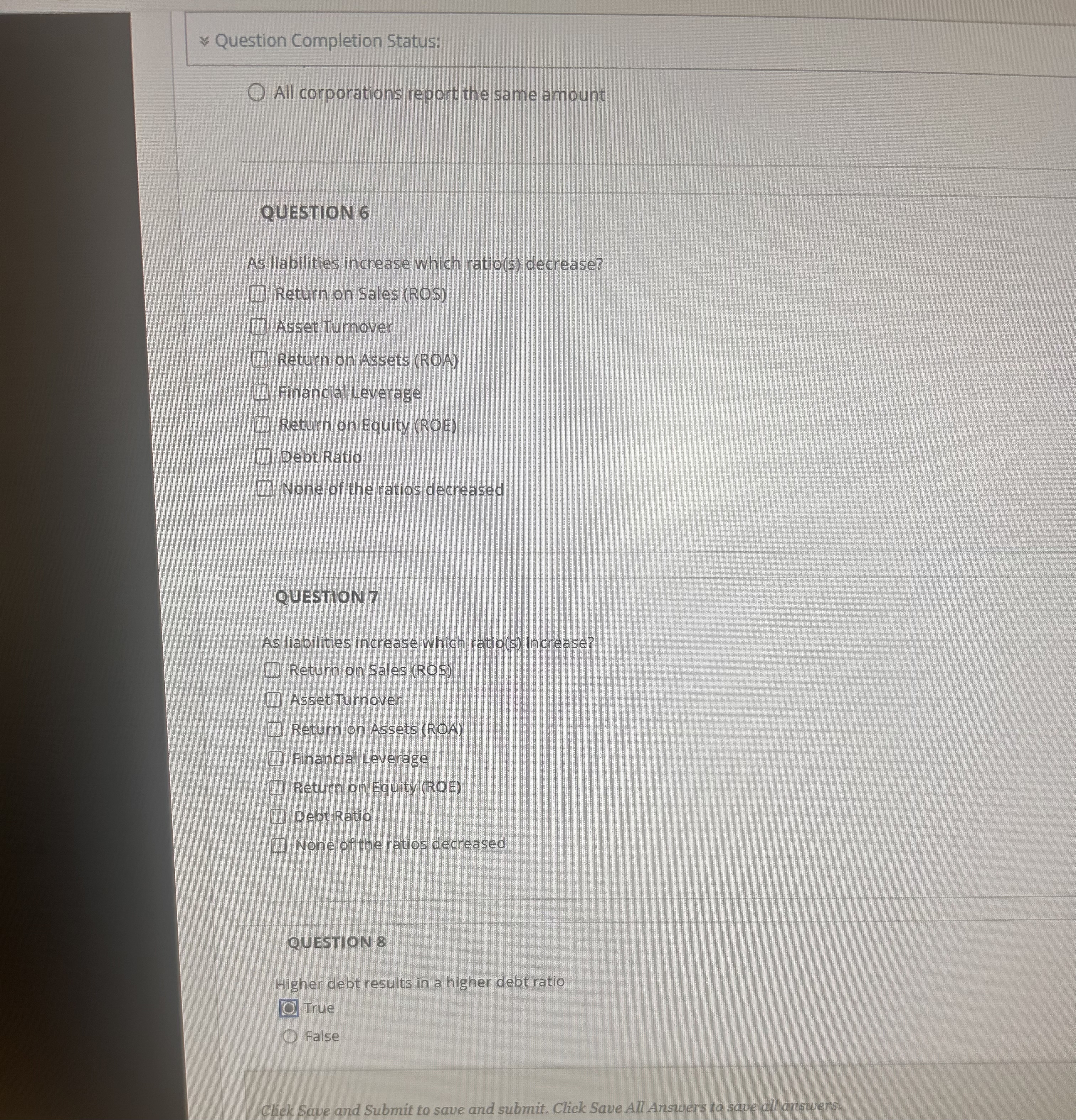 Question Completion Status: O All corpo a