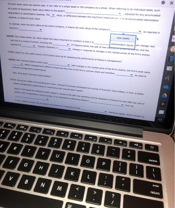 an individual asset, such as a piece of equipment, book value refers