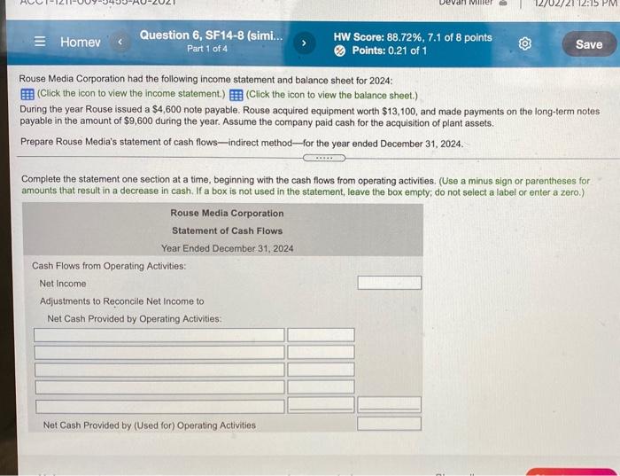  Devar 2/02/21 12:15 PM Home Question 6, SF14-8 (simi... Part 1