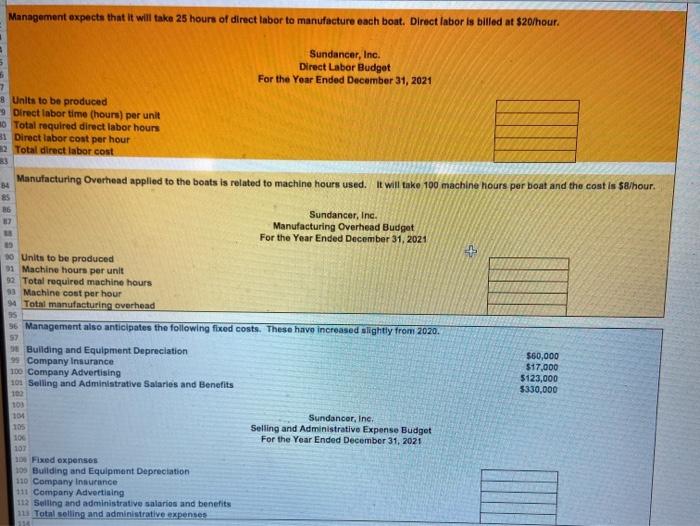  need help with this budget please Management expects that it will