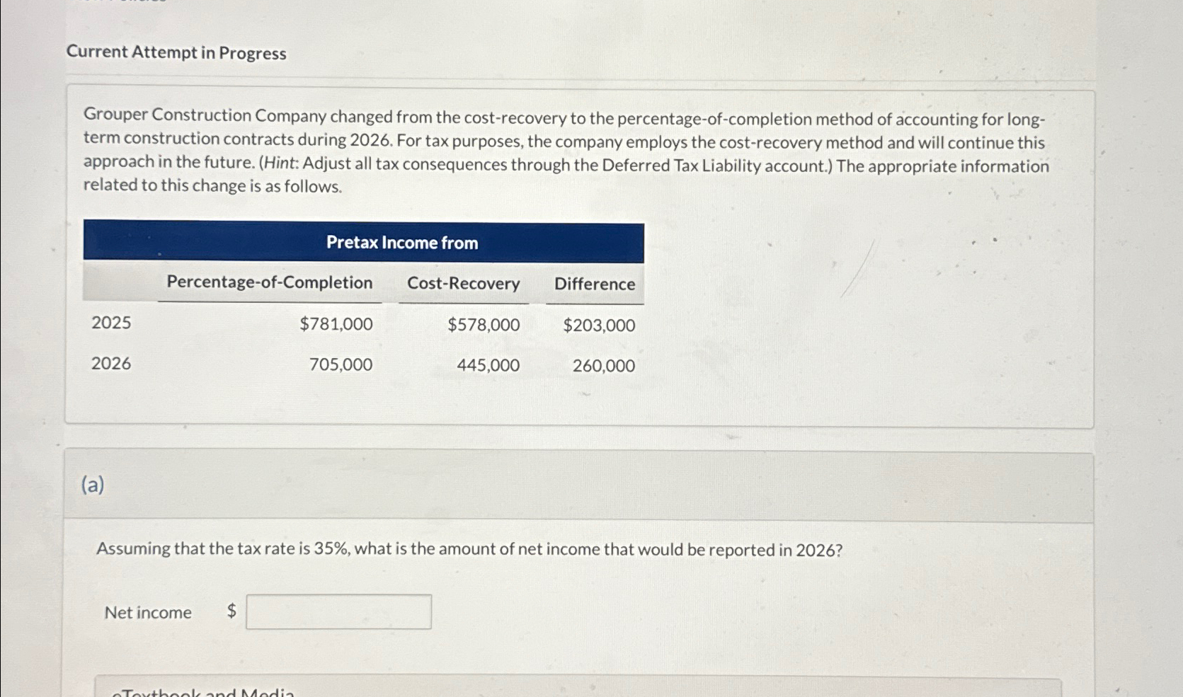  Current Attempt in Progress Grouper Construction Company changed from the cost-recovery