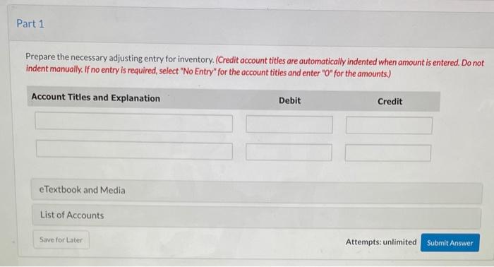 Company for the month of January 2020. Ending inventory per Insurance expense