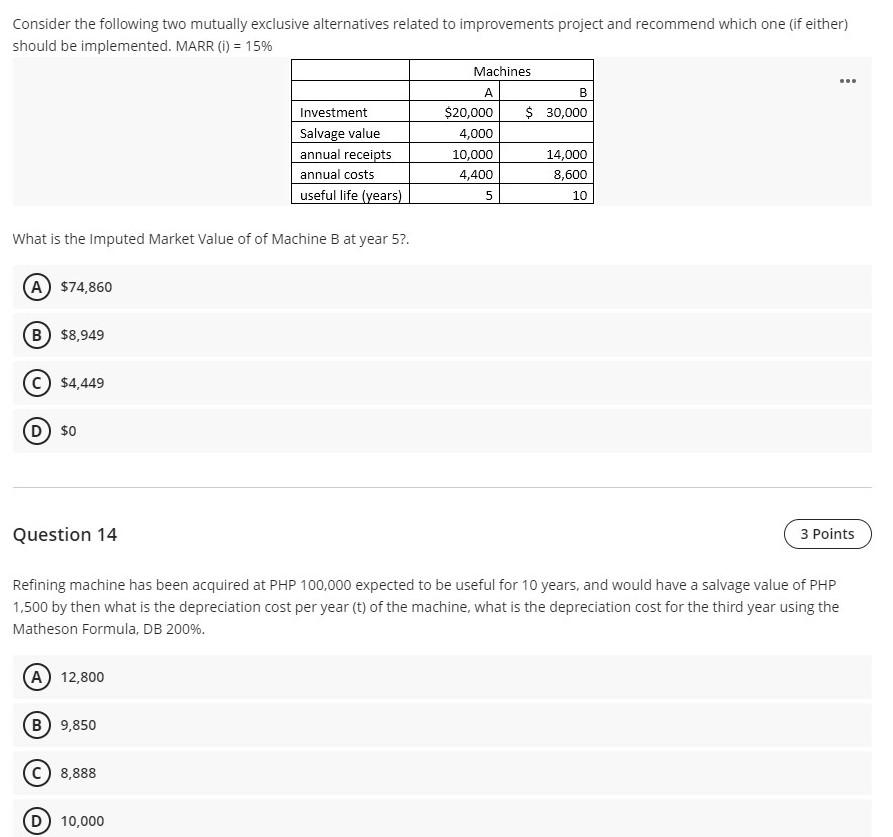 show solution . Consider the following two mutually exclusive alternatives related to