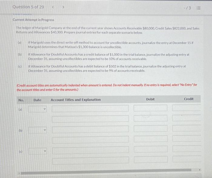 t4 Question 5 of 29 ./3E Current Attempt in Progress The ledger
