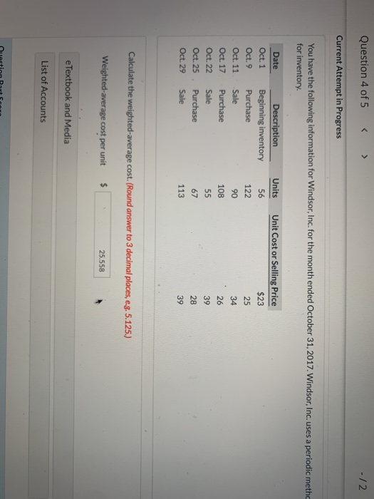  Question 4 of 5 > -12 Current Attempt in Progress You