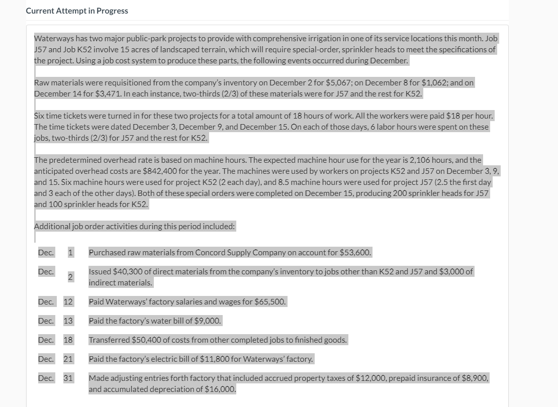  Need all work thank you! Current Attempt in Progress Waterways has