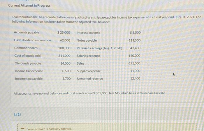  Current Attempt in Progress Teal Mountain Inc. has recorded all necessary