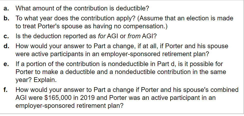 his spouse. On February 15, 2020, Porter establishes a traditional IRA for