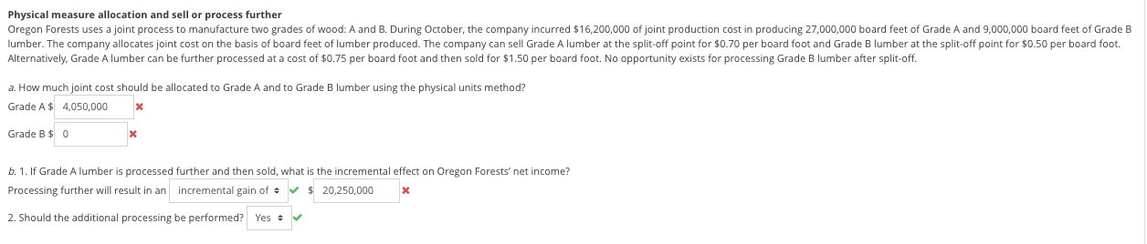 Physical measure allocation and sell or process further Oregon Forests uses