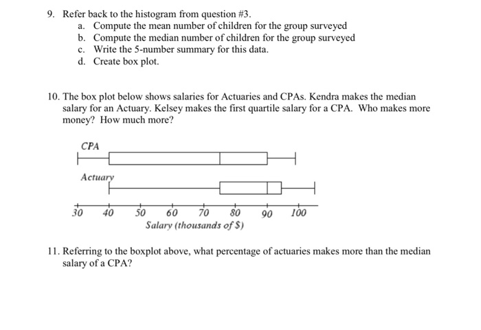  9. Refer back to the histogram from question #3. a. Compute