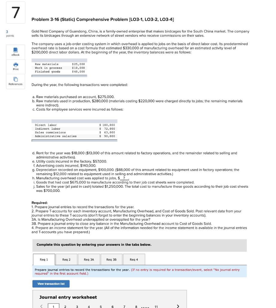 7 Problem 3-16 (Static) Comprehensive Problem (LO3-1, LO3-2, LO3-4) 3 points