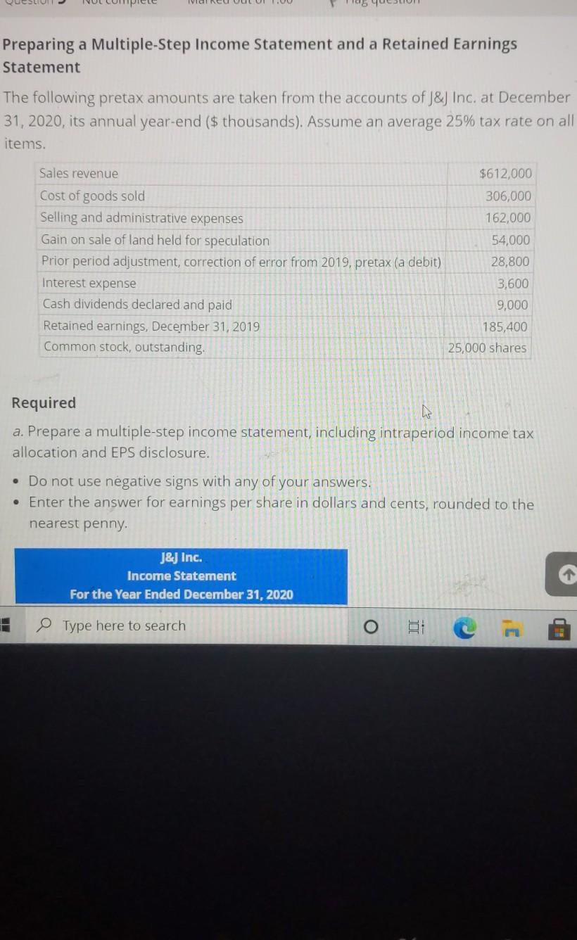  Preparing a Multiple-Step Income Statement and a Retained Earnings Statement The