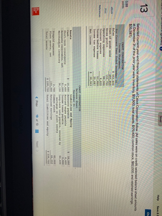  MUI 9 bucu) 1 Saved Help Save & Ch. 13 Selected