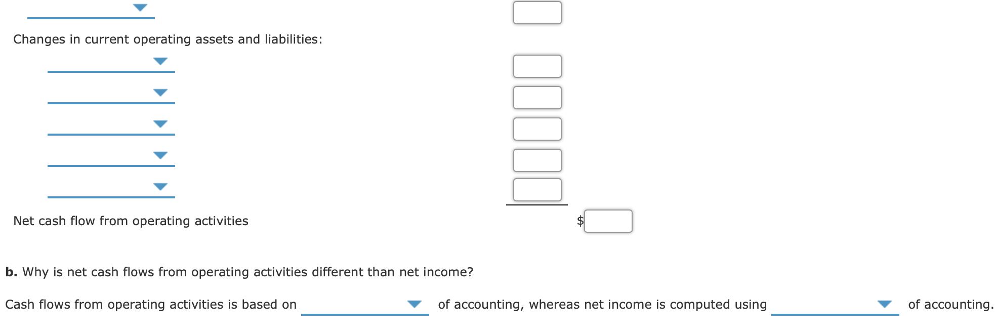 following items for the year: $59,100 Depreciation expense Gain on disposal of
