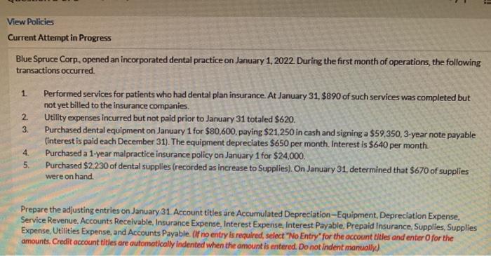  View Policies Current Attempt in Progress Blue Spruce Corp., opened an