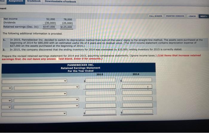 are the comparative Income statements for Pannebecker Inc. for the years 2014