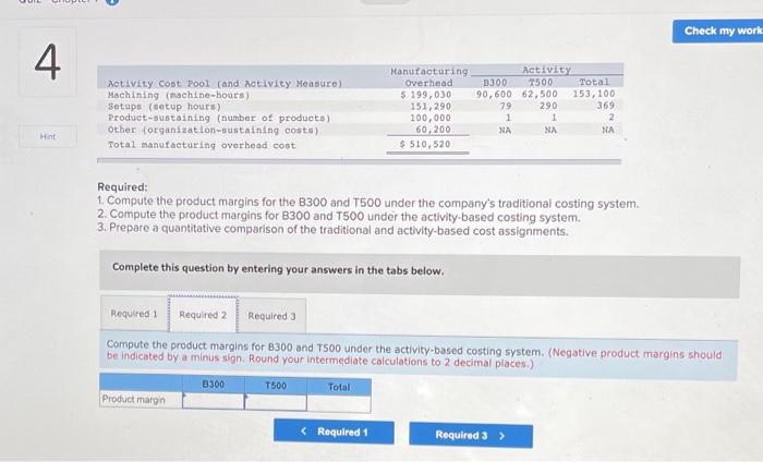 industrial component parts--the B300 and the T500. An absorption costing income statement