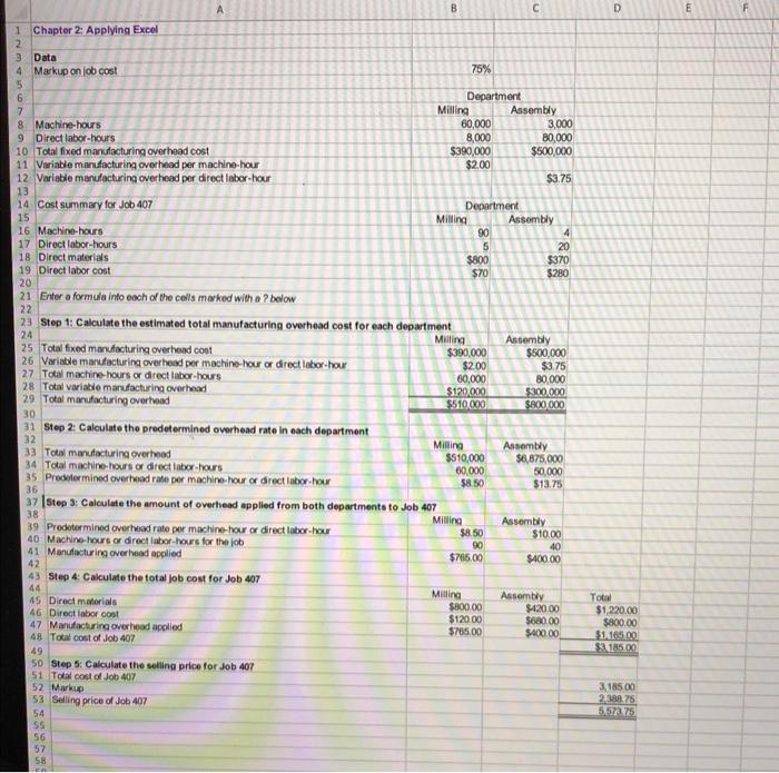  B D E $70 1 Chapter 2: Applying Excel 2 3