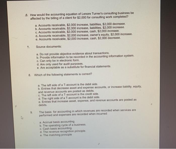 answer. thanks! For each of the following questions, circle the answer that