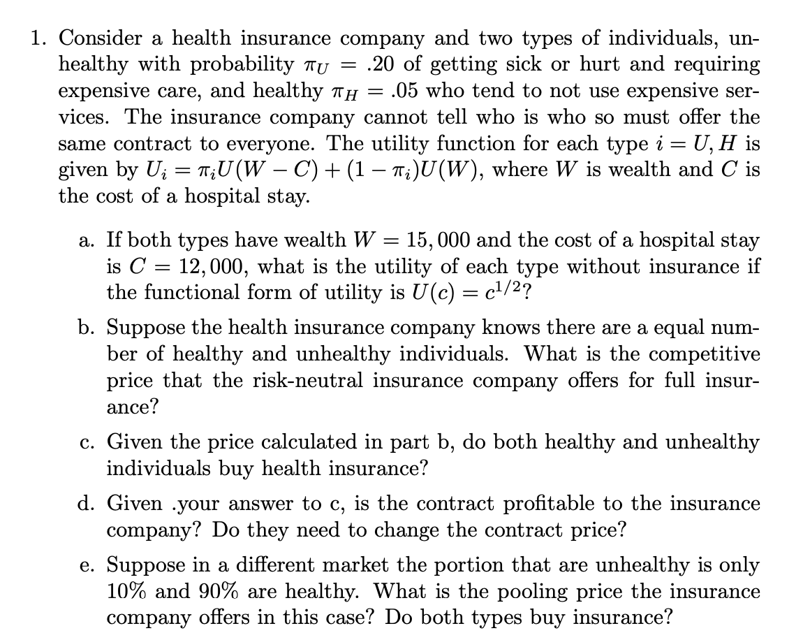 Only answer to e) is needed. The rest is here for your