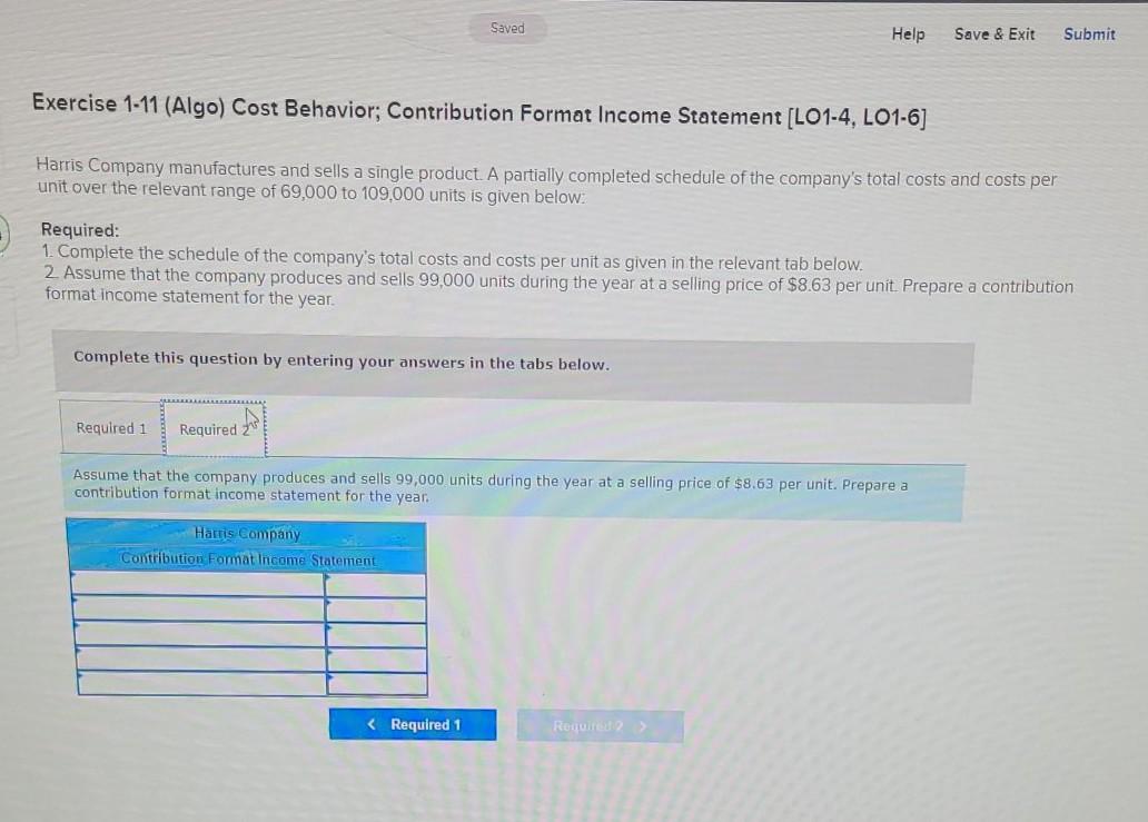 costs and costs per unit over the relevant range of 69,000 to