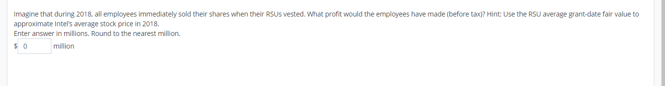 Disclosure on Employee Stock Options Intel Corporation reported the following in its