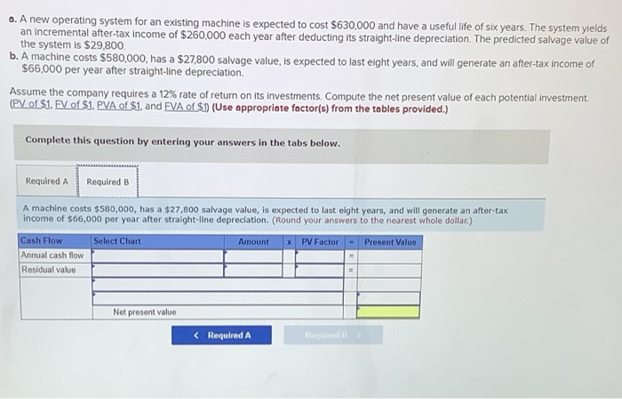 to cost $630,000 and have a useful life of six years. The