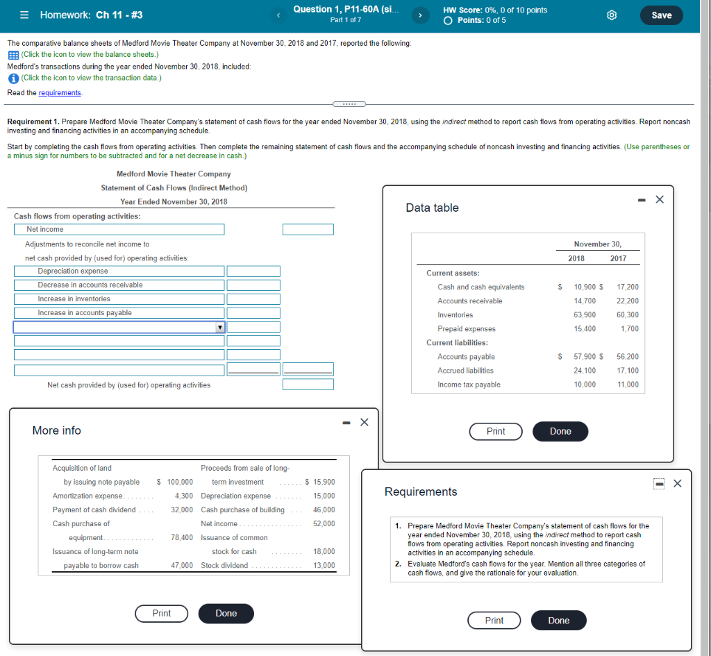  E Homework: Ch 11 - #3 Question 1, P11-60A (si... 1(