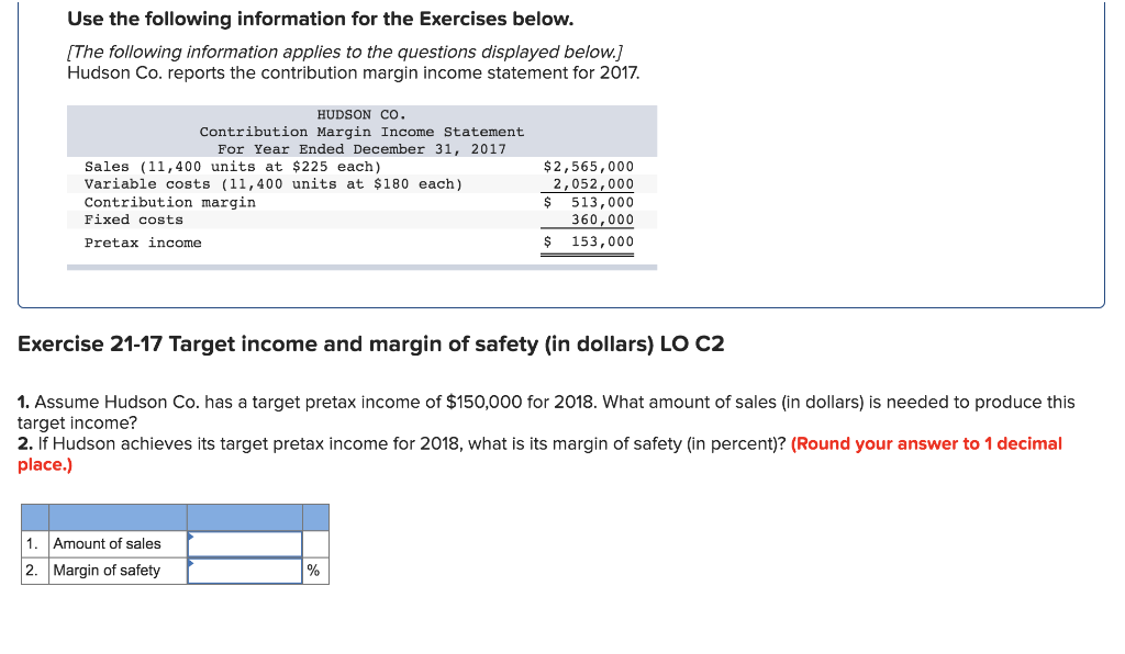 margin income statement for 2017. HUDSON CO. Contribution Margin Income Statement For