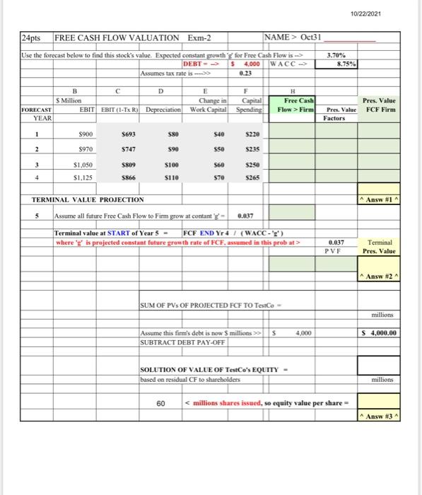 estimate the Stock Value. Discount rate is >> 11.50% 1) 12Pts Assume