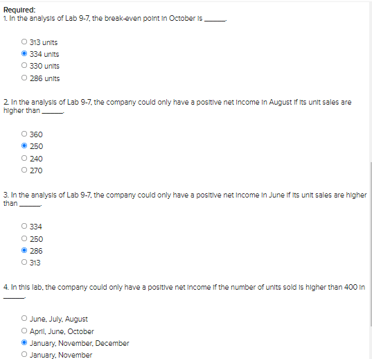 Price Unit of sales Unit cost Fixed cost Variable cost Total cost