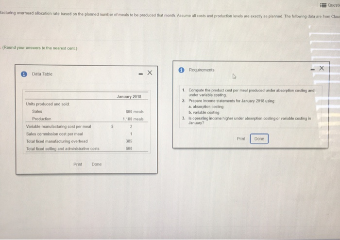  Questi facturing overhead allocation rate based on the planned number of