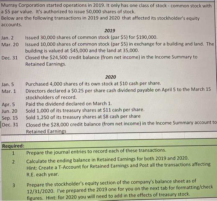  Murray Corporation started operations in 2019. It only has one class