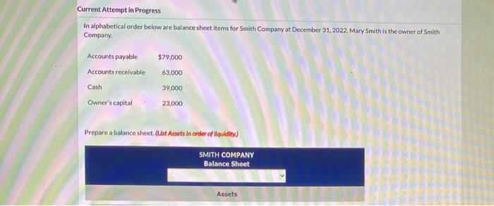  Current Attempt In Progress In alphabetical order below are balance sheet