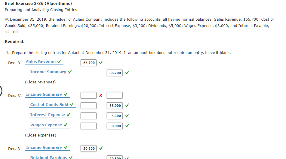 Brief Exercise 3-36 (Algorithmic) Preparing and Analyzing Closing Entries At December