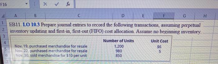 F16 2 3 B C D E G EB11. LO 10.3